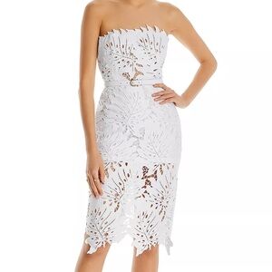 Andres Otalora Tukano strapless lace dress - white